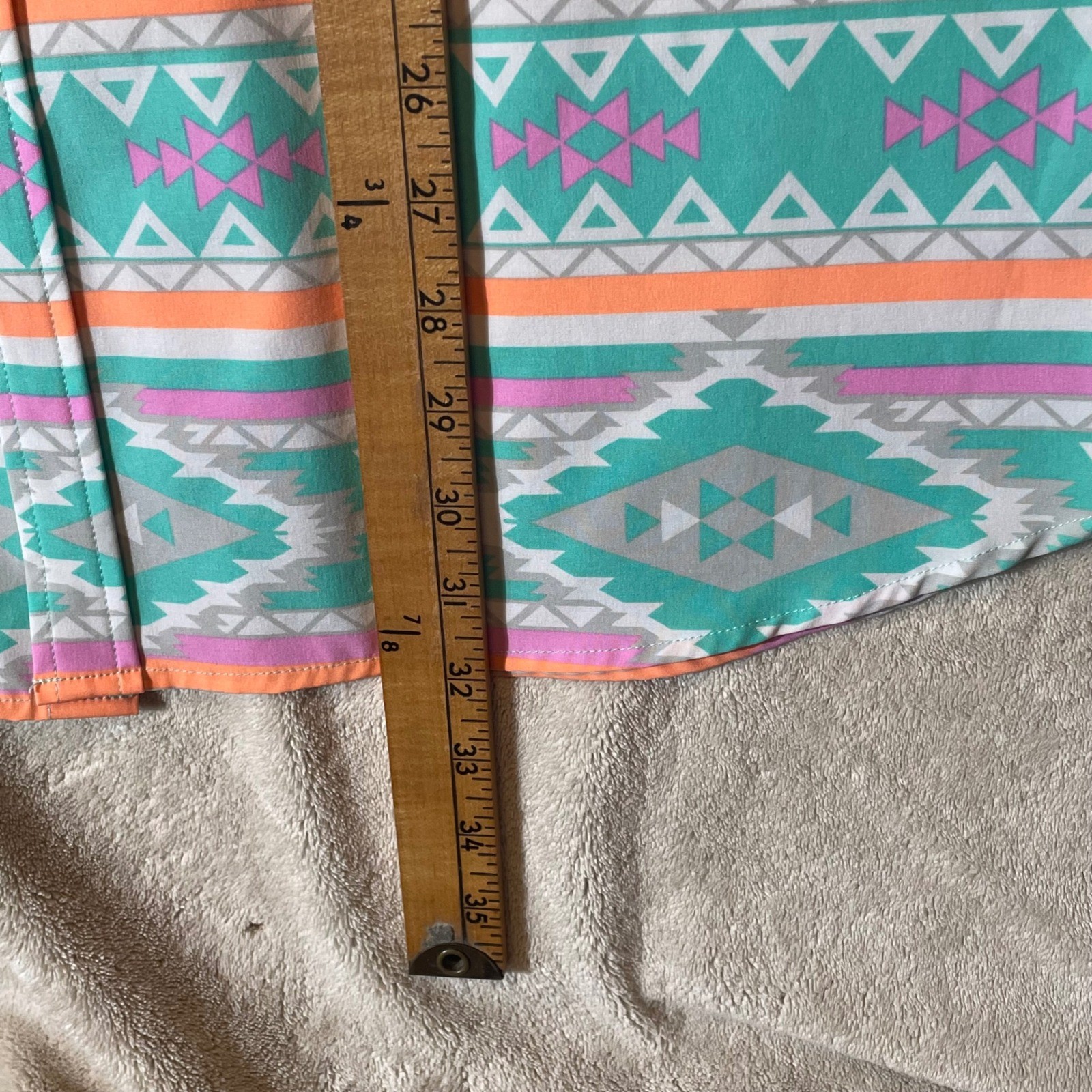 Chubbies Mens Short Sleeve Button Down Shirt Turquoise Aztec Print XXL