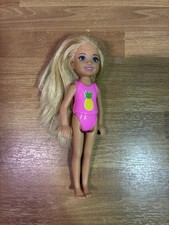 Mattel Chelsea Doll, Barbie Chelsea Club 2015 Pink w Pineapple Design Swimsuit