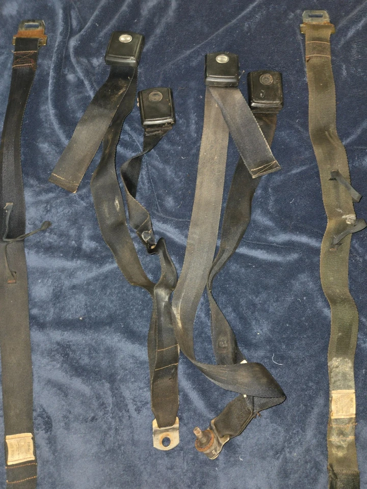 1969 FORD LTD MUSTANG COUGAR FRONT SEATBELTS LOT OF SHOULDER & LAP BLACK ROBBINS - Image 3 of 4