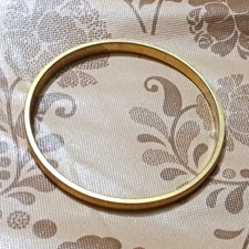 Signed 14K Yellow Gold Bangle Bracelet, No Stone, Gold Material Base Metal