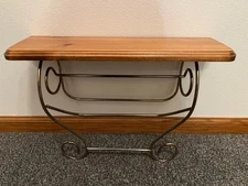 VTG Home Interiors Homco Wooden Wall Shelf With Brass Towel Rack