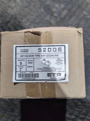 EGS ETP 5200S 2'' Set Screw Type EMT Couplings (5) per Box Electrical Conduit