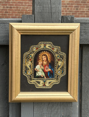 Malta, Sterling Faden, filigran, Jungfrau Maria Madonna & Kind Kunstwerk
