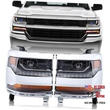 Chrome HID/Xenon LED DRL Projector Headlight Assembly Compatible with 2016 Pair