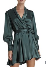 LIKE NEW ZIMMERMANN Silk Wrap Emerald Green Dress Size 1 Aus 10 US 6 (worn Once)