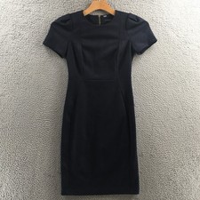 Calvin Klein Sheath Dress Womens 2 Blue Short Sleeve Casual Back Zipper Classic