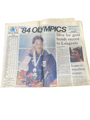 Vintage Dallas Morning News Ad 1984 Olympics Greg Louganis Wins Gold! - product listing photo