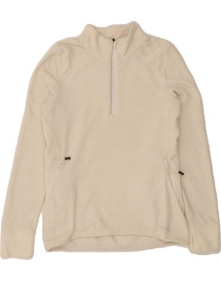 Eddie Bauer Damen-Fleecepullover mit Reißverschluss am Ausschnitt UK 16 Large cremeweiß Polyester BY15