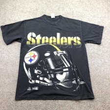 Vintage Pittsburgh Steelers Shirt Mens Large Black NFL Football Riddell 90s