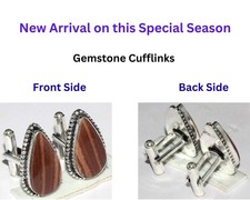 Trending Coconut Jasper 925 Silver Plated Gemstone Cufflinks 25X15mm AU K977