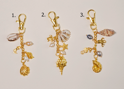 #ad #ad Gold tone Seashell Keychain mermaid sea turtle seahorse Charms $2.50