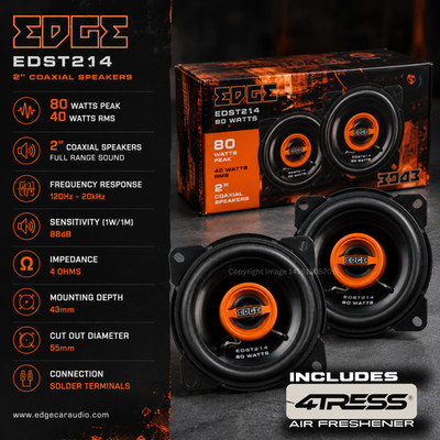 Edge Audio Lautsprecher Set 2-Wege 4'' Auto Tür oder Armaturenbrett 160 W Paar EDST214-E6 + Luft