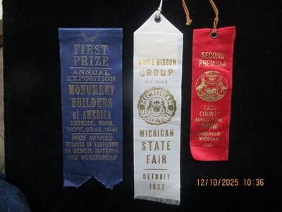 Original PRIZE RIBBONS 1930s-40s Mich. 4-H CASS COUNTY Michigan State ...