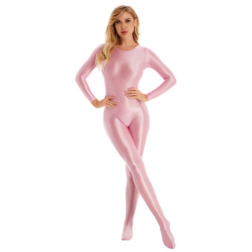 DE Damen Body Overall Einteiler Jumpsuit Langarm Ganzanzug Nylon Strumpfhose - Picture 35 of 66