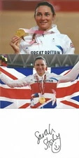CYCLING* DAME SARAH STOREY SIGNED 6x4 WHITECARD+2 UNSIGNED PHOTOS+COA