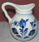 Vintage 1954 Blue Floral Delft Hand Painted Minature Pitcher Creamer Holland 5" — photo 3