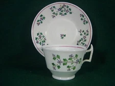 French Sprig Cup & Saucer 1815-1820 Staffordshire Pink Luster English Porcelain