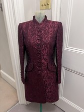 Rena Lange Burgundy Beaded Jacket Sz Uk 12 D/ch 38 Usa 8