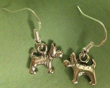 TERRIER DOG EARRINGS, Sm - Pewter w/Sterling Silver Ear Wires SCHNAUZER YORKIE