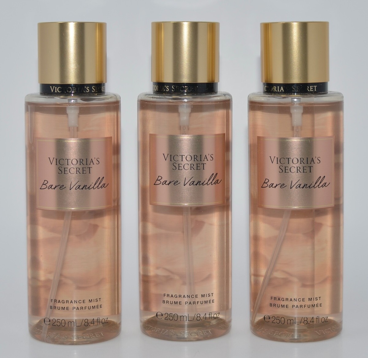 3 VICTORIA'S SECRET BARE VANILLA FRAGRANCE MIST BODY SPRAY 8.4OZ