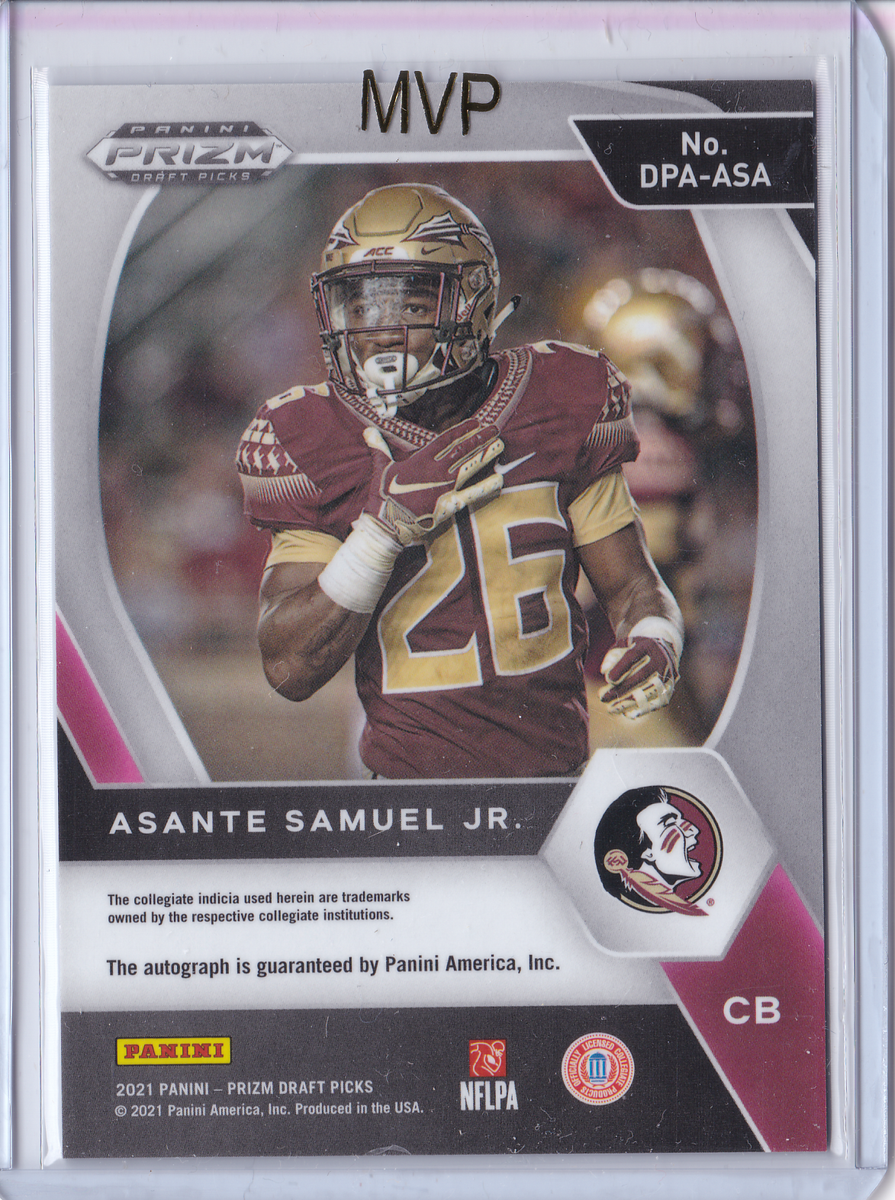 2021 Prizm Draft Picks ASANTE SAMUEL JR. AUTO Autograph RC Rookie