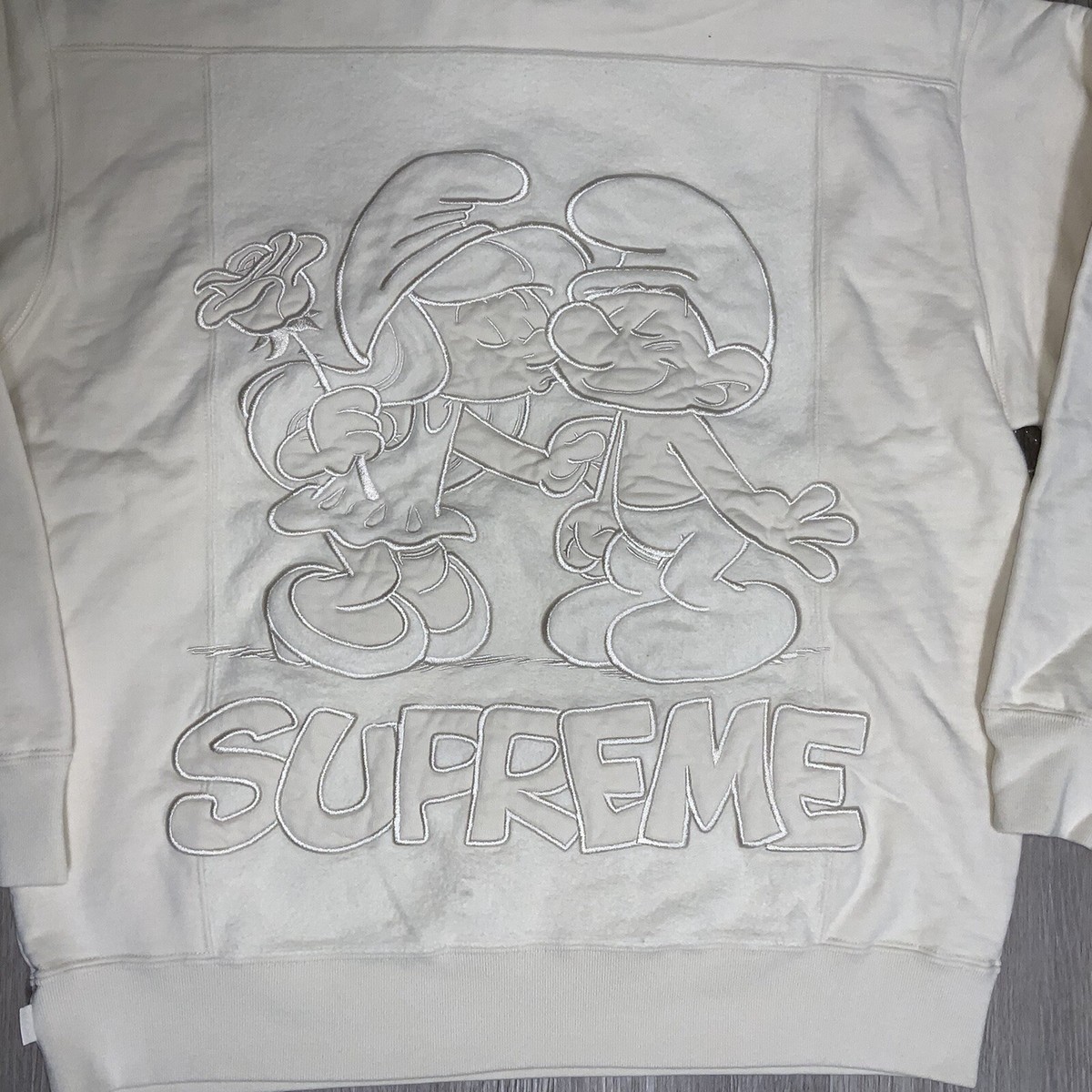 Supreme Smurfs Hooded Sweatshirt (natural) Sz Medium | eBay Supreme Smurfs Hooded Sweatshirt (natural) Sz Medium | eBay