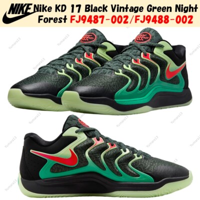 Nike KD 17 Black Vintage Green Night Forest FJ9487-002/FJ9488-002 Men's  Size