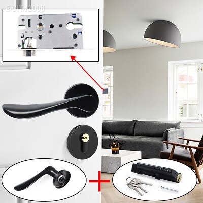 Split Mute Door Lock Set Interiror Bedroom Door Lever Dummy Bend Handle Knobs