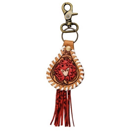 Myra Bag Hand Tooled YANKEE Leather Key Fob 6905