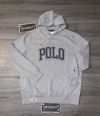 POLO RALPH LAUREN Big & Tall Grey Spell Out Logo Fleece Sweatshirt