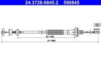 ATE 24.3728-0845.2 Seilzug, KupplungsbetäTigung FüR Peugeot