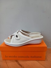 Ciabatte strappo Valleverde 37204 pelle bianca zeppa 4 cm Made in Italy SCONTO