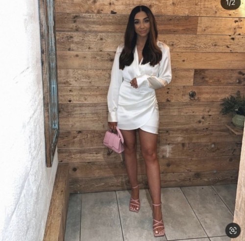 NWT Zara Satin Effect Mini Dress White Long Sleeve Bridal Oyster Size XS M  | eBay