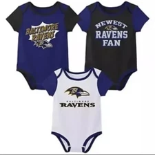 NFL Baltimore Ravens baby toddler one piece bodysuit size 18 months 3 pack