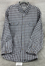 Carhartt Fit Work Long Sleeved Button-Down Shirt Size Mens XL S220 BLU