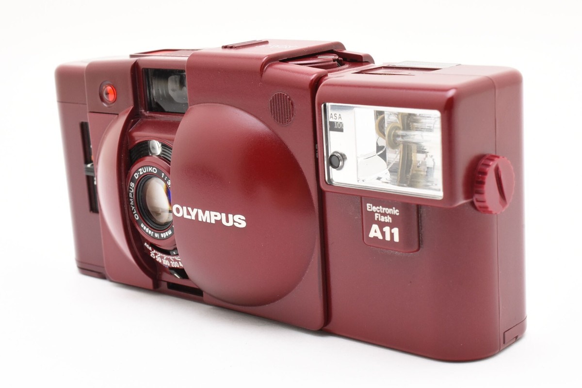 Olympus XA2 Red Point & Shoot 35mm Film A11 Flash From JAPAN