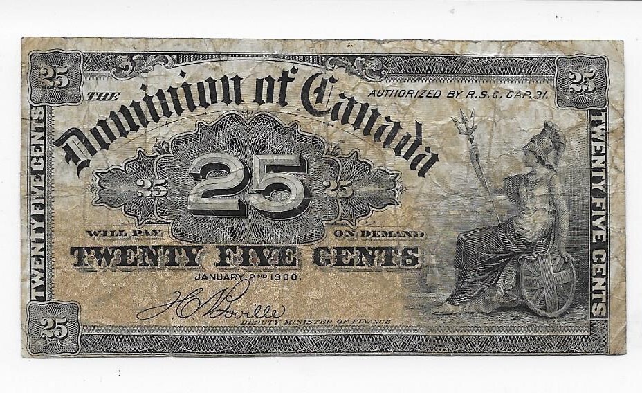 1900 Canada Dominion of Canada 25 Cents Note Shinplaster Note NICE NOTE ...