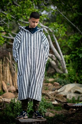 Handmade Djellaba, Traditional moroccan, Long dress coat Hooded