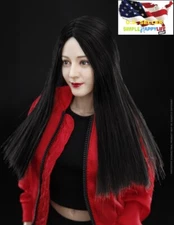1/6 Asian female head sculpt black hair B for 12" figure phicen hot toys ❶USA❶ 
