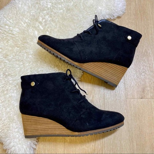 Conquer Lace Up Black Wedge Bootie | eBay