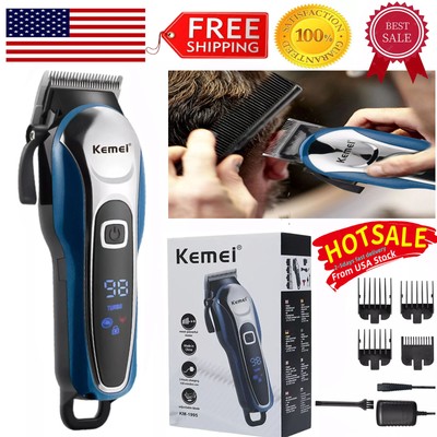 Kemei Professional Hair Clippers Trimmer Kit Men Cutting Machine Barber Salon US