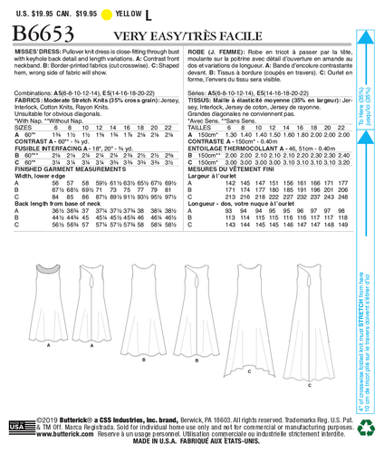 Abito smanicato Butterick Fast & Easy CUCIRE PATTERN B6653 Misses 6-14 o 14-22 - Foto 8 di 8