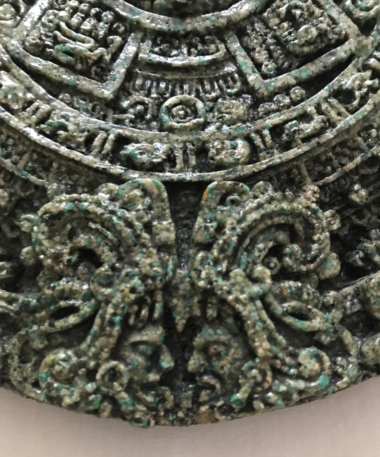 * VINTAGE ANTIQUE AZTEC MAYAN SUN CALENDAR JADE GREEN MIXED STONE WALL  PLAQUE * | eBay
