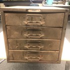 <!--F#f_0-->Vintage Union Chest Metal 4 Drawer Parts Cabinet Tool Box Factory Workshop Label<!--F/-->