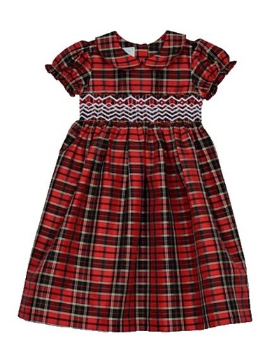 girls christmas dress smocked plaid holiday party Plaid Christmas Smocked Dress