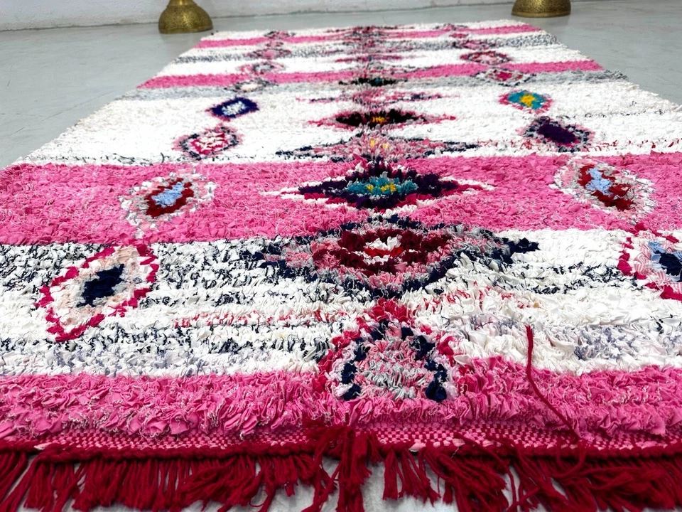 Boucharouit colorido geométrico bereber vintage hecho a mano marroquí 4'3" x 7' corredor Foto 2 de 4