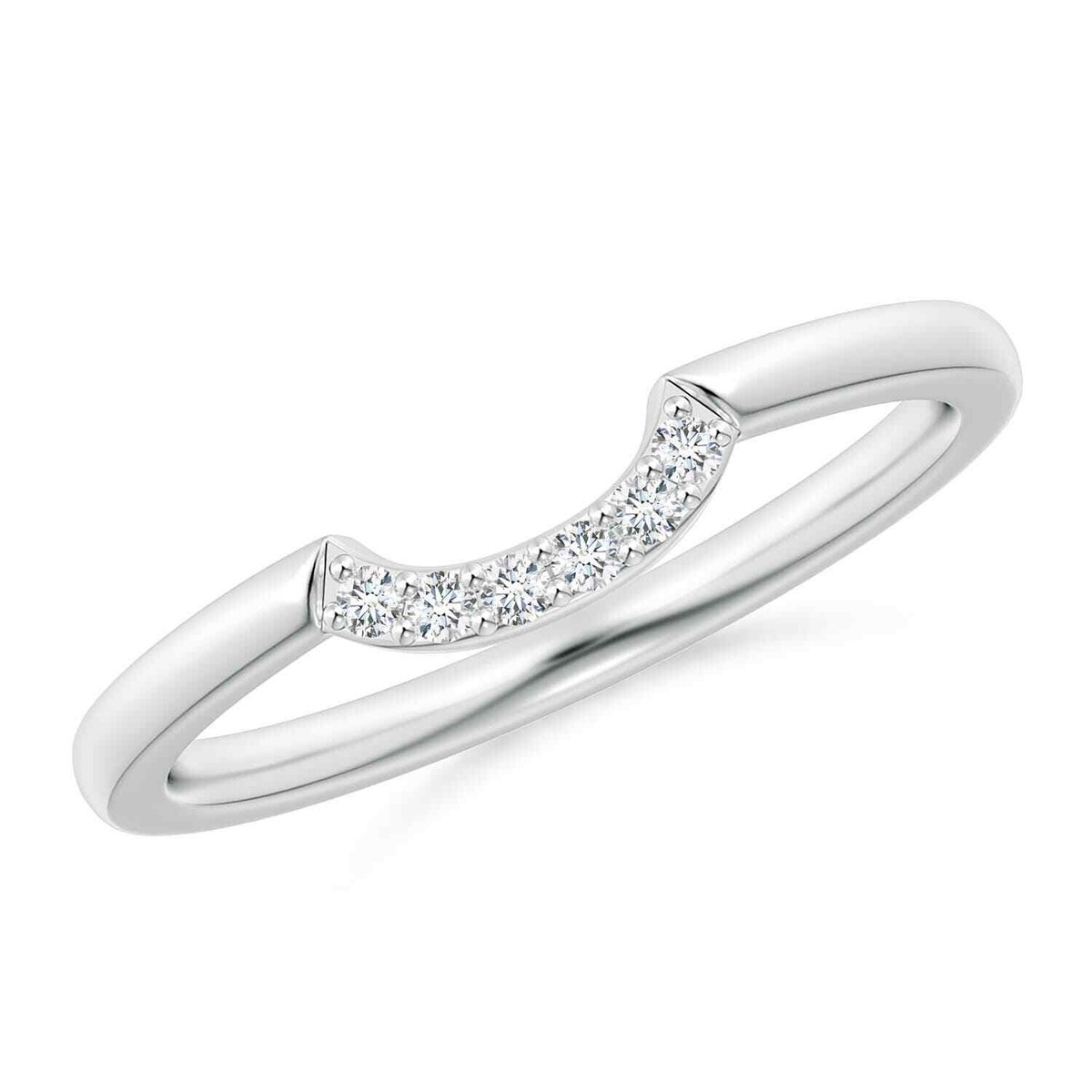 ANGARA Prong-Set Diamond Comfort Fit Curved Wedding Band in Silver