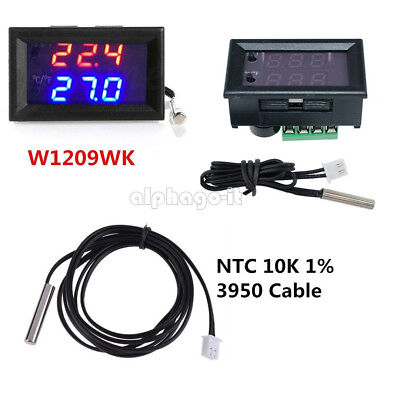 12V Digital W1209 Controlador de Temperatura Termostato NTC10K Cable de Sonda 1% 3950