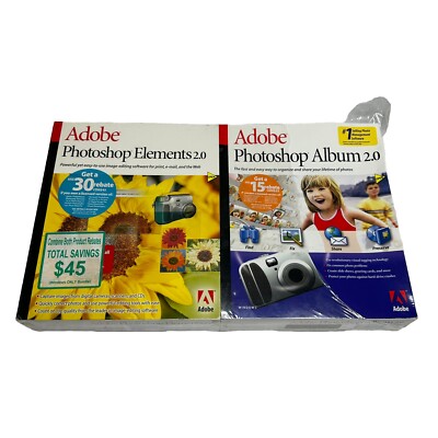 Adobe Photoshop Elements 2.0 & Photoshop Album 2.0 New Old Stock