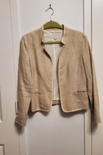 Ann Taylor LOFT Blazer Open Jacket Women Off White Linen size M